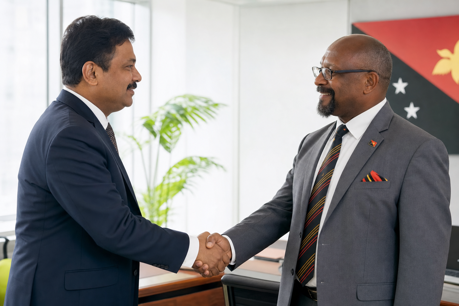 Business partnership handshake symbolising collaboration in Papua New Guinea
