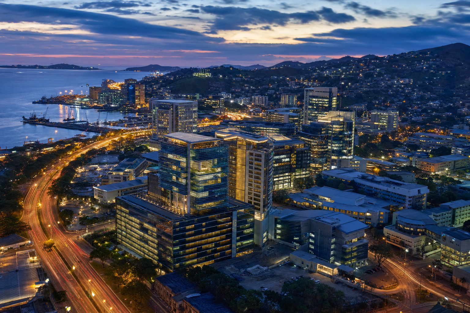 Port Moresby skyline illustrating BHL smart city and urban development sectors